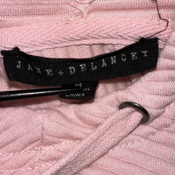 Jane & Delancey Pink Women's Ribbed Hoodie Size Medium, Everyday Wear, Casual - Picture 4 of 4
